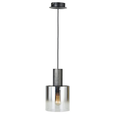 Henley 1-Light Satin Black and Smoke Glass Pendant 