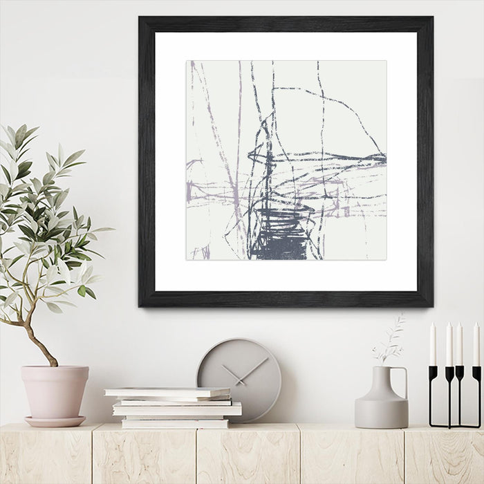 \"Chalk Doodles G\" Matted and Framed Black 36x36 Wall Art