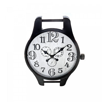 Black Metal Watch Shaped Clock|Horloge en forme de montre noire en métal