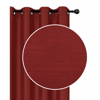 Faux Silk Panel With 8 Grommets Red - Set of 2 Drapes and Blinds|Panneau en similisoie rouge avec 8 œillets - ensemble de 2 rideaux et stores