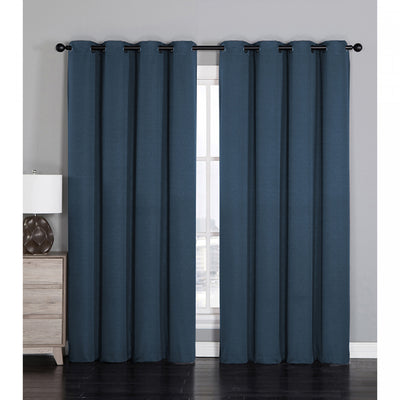 Jacquard Blackout Panel Linea Navy Blue 84"- Set of 2|Panneau coupe-lumière Linea de 84 po bleu marine en jacquard - ensemble de 2