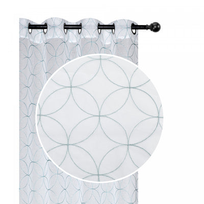 Lurex Embroidered Sheer Panel Diamond Teal 96" - Set of 2|Panneau de rideau transparent 96 po en LurexMC brodé de motifs de diamants bleu sarcelle - ensemble de 2