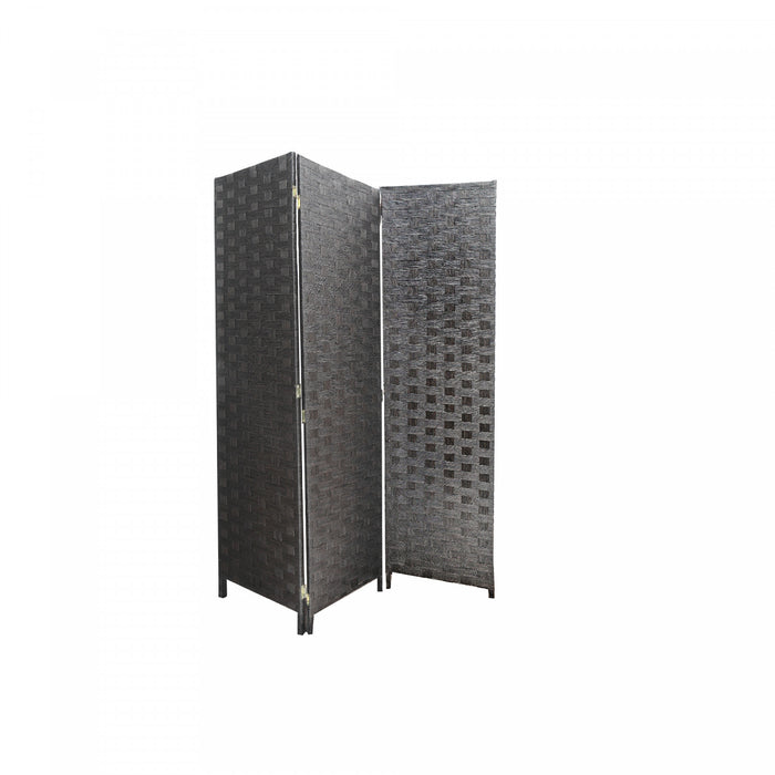 3 Panel Woven Bamboo Screen Chocolate