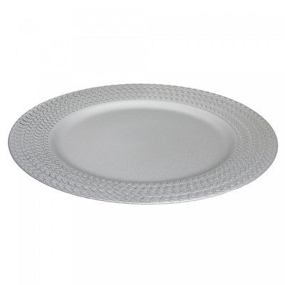 Charger Plate Braids Silver 13" - Set of 6 Dinnerware|Assiette de présentation de 13 po argentée ornée de tresses - ensemble de 6