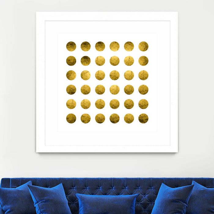 \"Golden Spots White\" Matted and Framed White 36x36 Wall Art