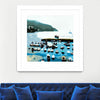 "Boats" Matted and Framed White 30x30 Wall Art