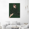 "Woman In Green" Canvas Framed Black 24x32 Wall Art