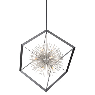 Sunburst 12-Light Matte Black and Chrome Chandelier 