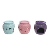 Ceramic Oil Burner Embossed Daisy - Set of 3 Aroma Oil|Brûleur d’huile en céramique à motif de marguerite en relief - ensemble de 3