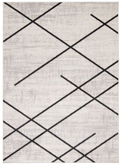 Damali Ivory/Black Machine Washable Area Rug - 6'0" x 9'0"