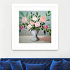"Spring Florals 1" Matted and Framed White 36x36 Wall Art