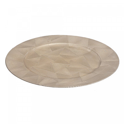 Charger Plate Trinity Champagne 13" - Set of 6 Dinnerware|Assiette de présentation de 13 po champagne ornée de triangles - ensemble de 6