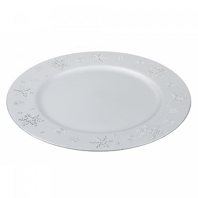 Charger Plate Snowflake Silver Dinnerware|Assiette de présentation argentée ornée de flocons de neige