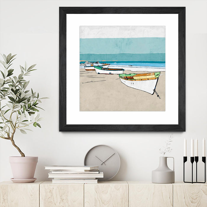\"Lined Up\" Matted and Framed Black 30x30 Wall Art