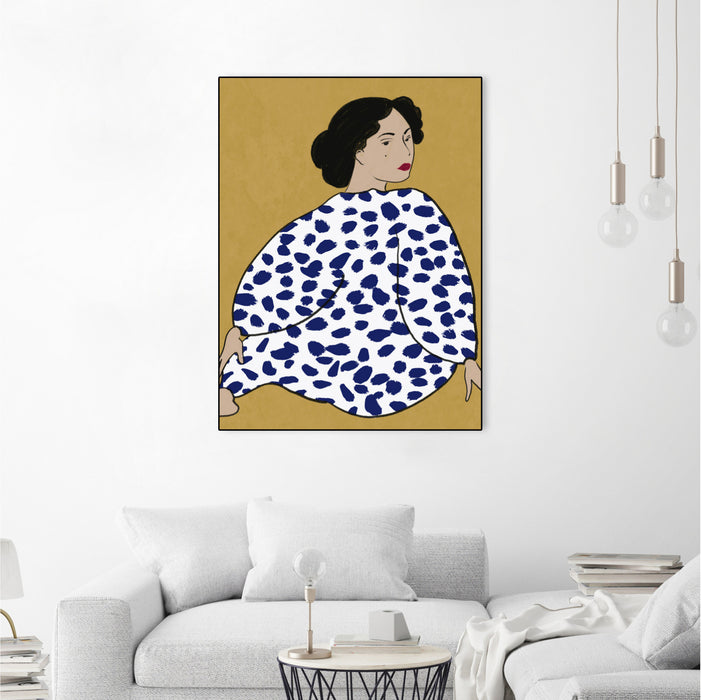 \"Happy Girl\" Canvas Framed Black 24x32 Wall Art