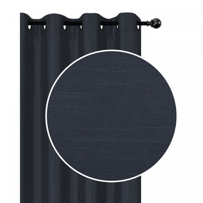 Faux Silk Panel With 8 Grommets Navy Blue - Set of 2 Drapes and Blinds|Panneau en similisoie bleu marine avec 8 œillets - ensemble de 2 rideaux et stores