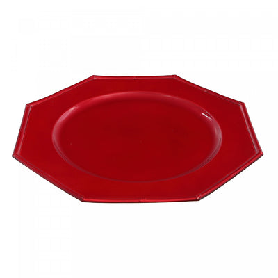 Charger Plate Octagon Red 13" - Set of 6 Dinnerware|Assiette de présentation octogonale de 13 po rouge - ensemble de 6