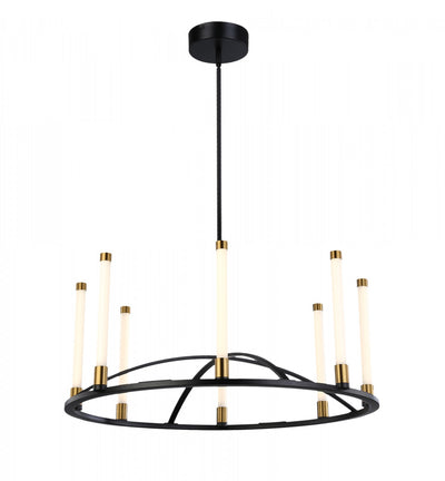 Infiniti Matte Black & Brass 8-Light Integrated LED Chandelier