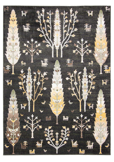 Pine Black Machine Washable Area Rug - 3'0" x 5'0"