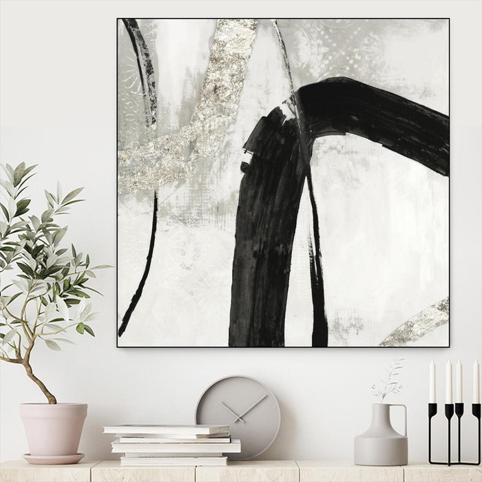 \"Black Ink Ii\" Canvas Framed Black 20x20 Wall Art