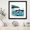 "Boats" Matted and Framed Black 36x36 Wall Art