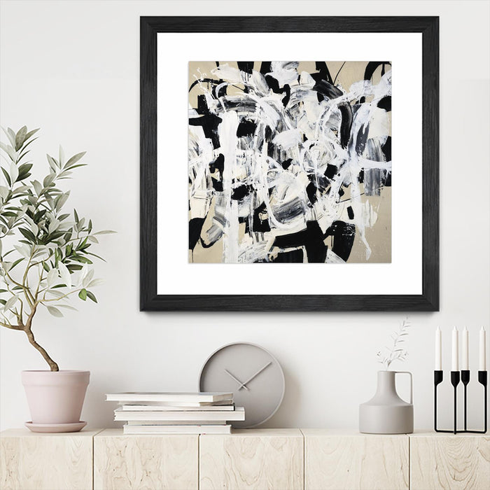 \"Talking Out Of Both Sides\" Matted and Framed Black 36x36 Wall Art