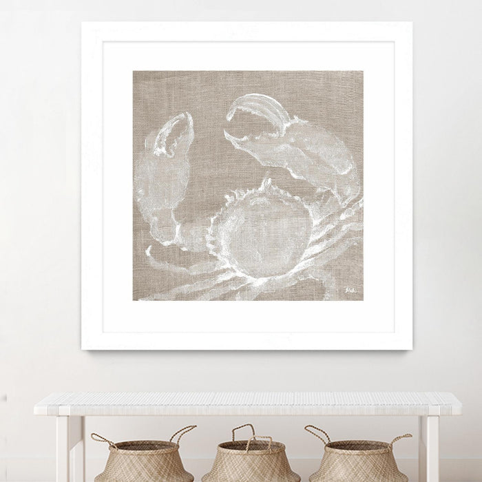 \"Neutral Surf Side I\" Matted and Framed White 36x36 Wall Art