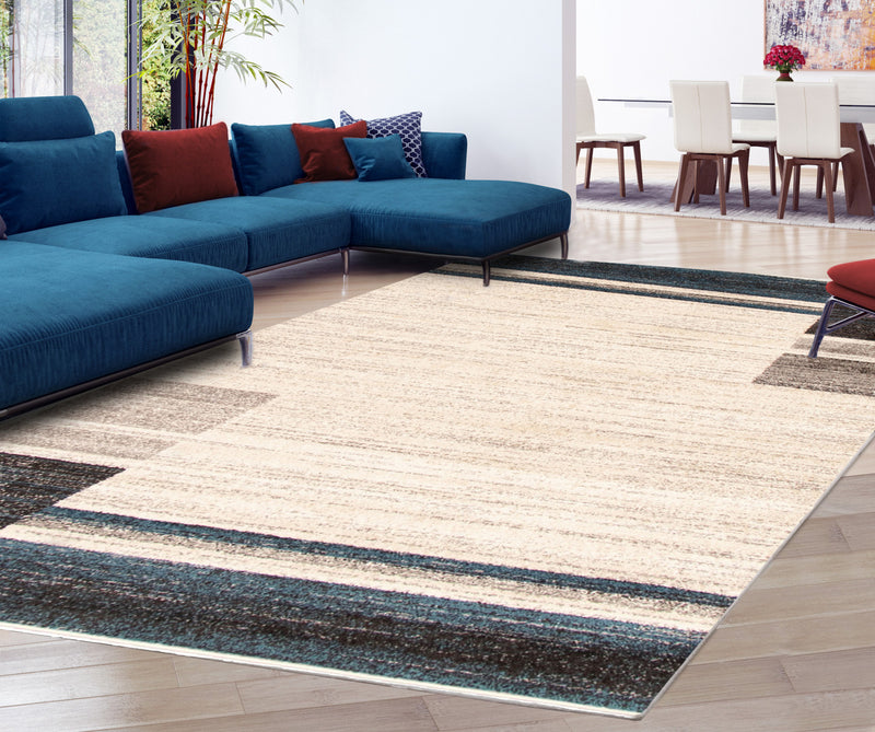 Aya Ivory-Blue Area Rug - 7'10\" x 10'2\"