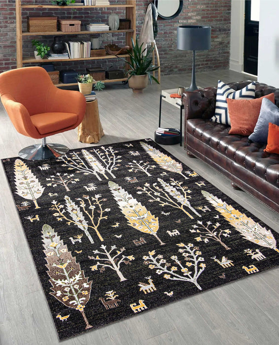 Pine Black Machine Washable Area Rug - 3'0\" x 5'0\"