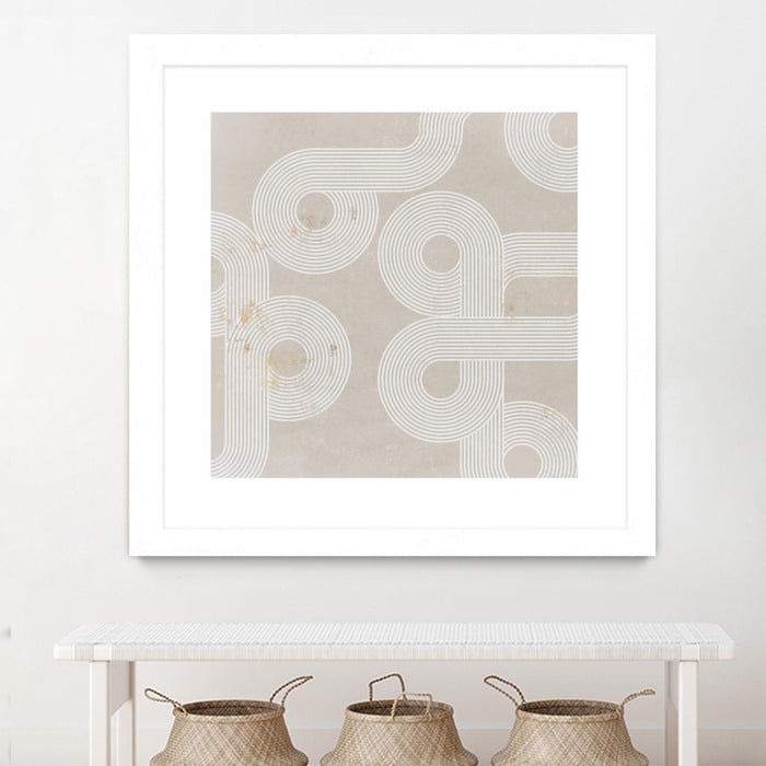 \"Fluxus I\" Matted and Framed White 30x30 Wall Art