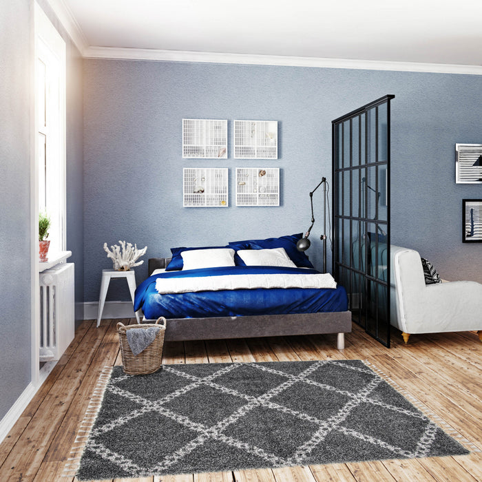 Helma Stark Dark Grey Shag 3'11\" X 5'11\" Area Rug
