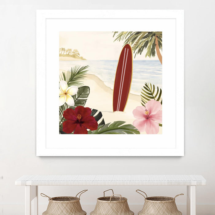 \"Aloha Ii\" Matted and Framed White 36x36 Wall Art