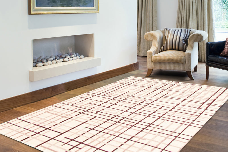 Taite Cream-Bordeaux Area Rug - 3'11\" x 5'7\"