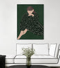 "Woman In Green" Canvas Framed Black 30x40 Wall Art