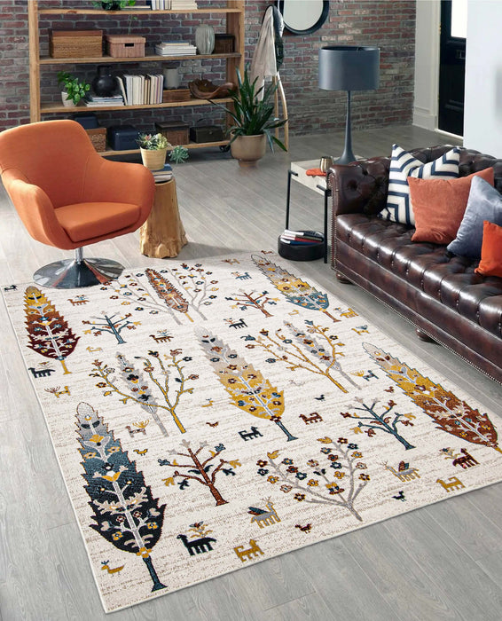 Pine Ivory Machine Washable Area Rug - 5'0\" x 7'0\"