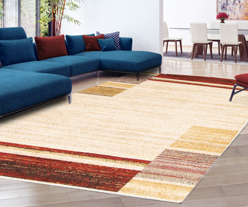 Aya Ivory-Red Area Rug - 3'11\" x 5'7\"