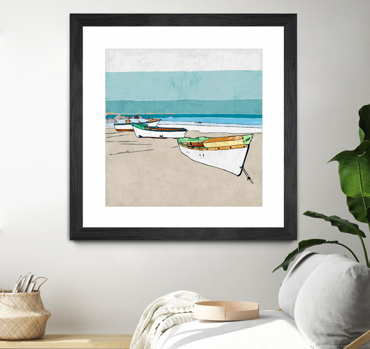 \"Lined Up\" Matted and Framed Black 30x30 Wall Art