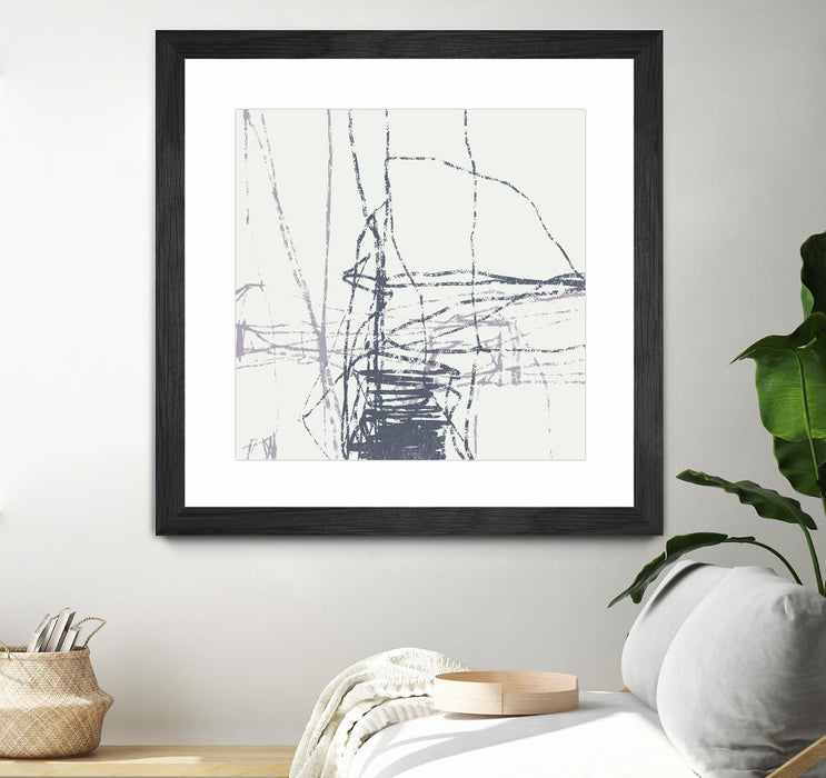 \"Chalk Doodles G\" Matted and Framed Black 36x36 Wall Art
