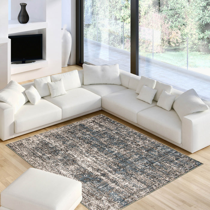 Dayna Blue, Grey Rug 6'7\" X 9'6\" Area Rug