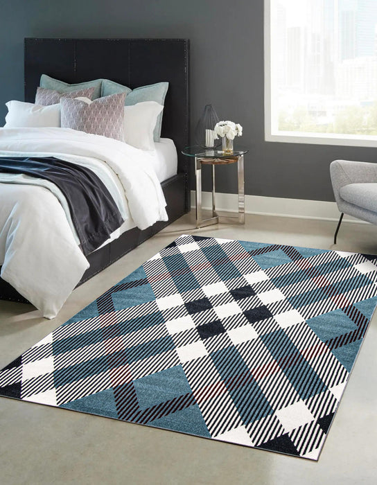 Kors Blue Machine Washable Area Rug - 6'0\" x 9'0\"