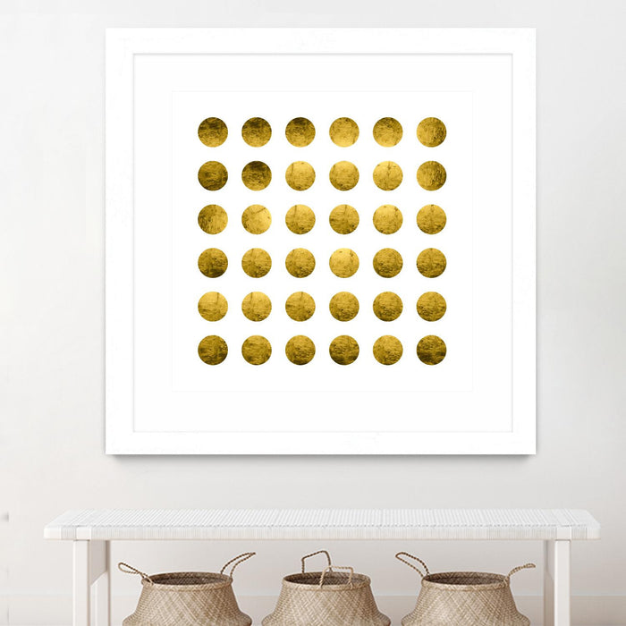 \"Golden Spots White\" Matted and Framed White 36x36 Wall Art