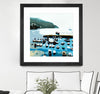 "Boats" Matted and Framed Black 30x30 Wall Art