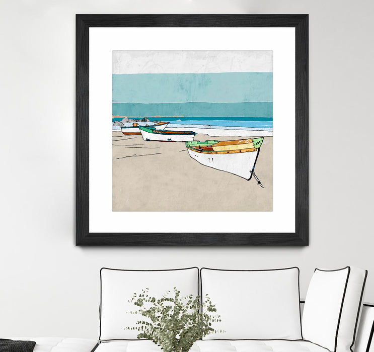 \"Lined Up\" Matted and Framed Black 30x30 Wall Art