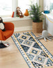 Mosaic Taupe/Blue Machine Washable Area Rug - 2'6" x 8'0"