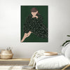 "Woman In Green" Canvas Framed Black 30x40 Wall Art