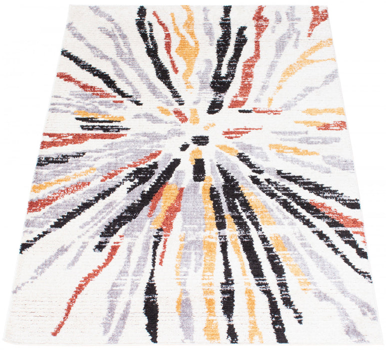 Paloma Sunburst Black, White Area Rug - 5'3\" x 7'3\"