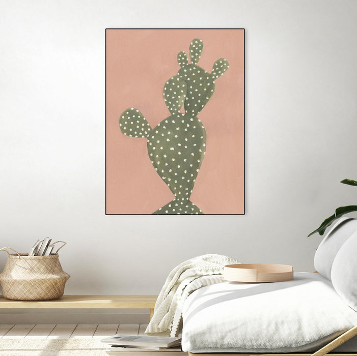 \"Coral Cacti Ii\" Canvas Framed Black 18x24 Wall Art