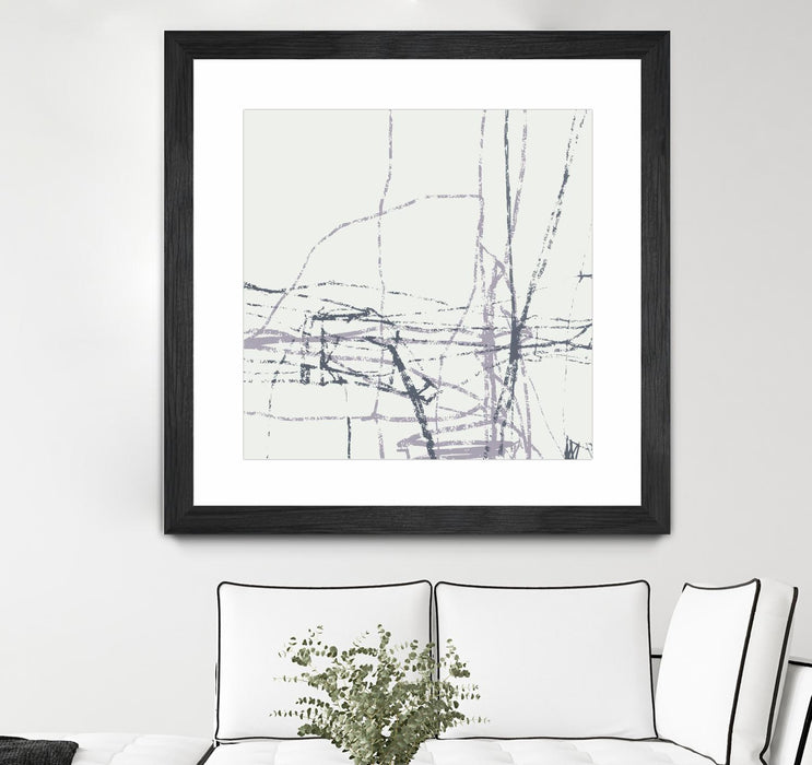 \"Chalk Doodles H\" Matted and Framed Black 36x36 Wall Art