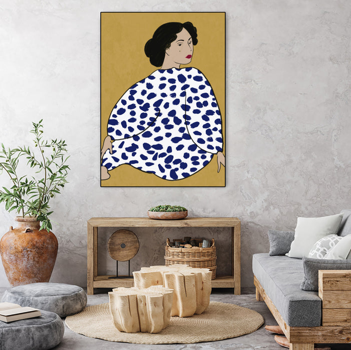 \"Happy Girl\" Canvas Framed Black 24x32 Wall Art