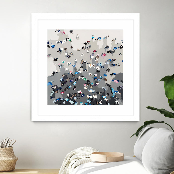 \"Crowd Sourcing\" Matted and Framed White 36x36 Wall Art